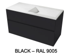 Meuble avec vasque Solid-Surface, finition bois ou couleurs, deux tiroirs à onglet, Largeur 100, 120 et 140 cm, P. 45 cm, Hauteur 56 cm, Stock disponible, LIVRAISON OFFERTE